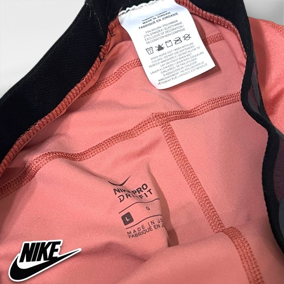 NIKE Pro High Rise Leggings DA0570-671 Canyon Rust Metallic link logo band - Picture 7 of 9